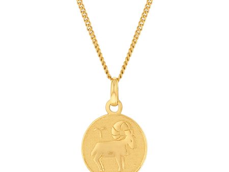 9ct Yellow Gold Zodiac Aries Pendant For Sale