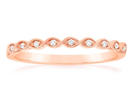 9ct Rose Gold Diamond Ring with 9 Brilliant Diamonds Discount