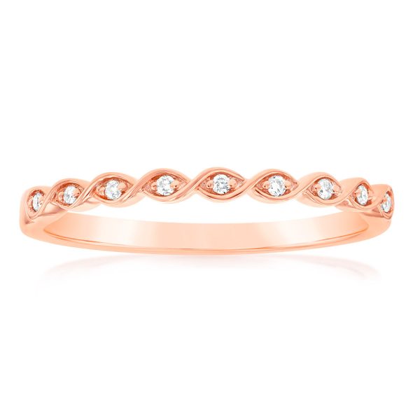 9ct Rose Gold Diamond Ring with 9 Brilliant Diamonds Discount