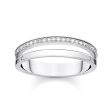 Sterling Silver Thomas Sabo Charm Club Zirconia Double Band Ring Sale