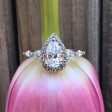 Sterling Silver Rhodium Plated Cubic Zirconia Pear Halo Ring with Marquise Band Online Sale