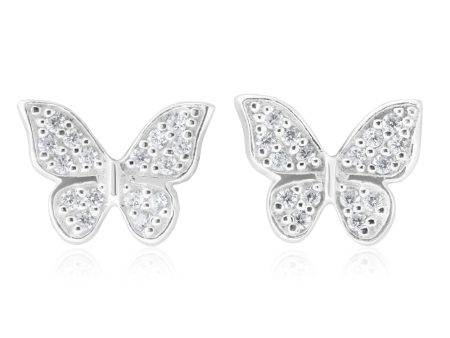 Sterling Silver Zirconia Butterfly Stud Earrings Sale