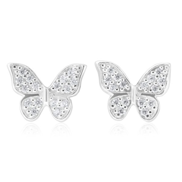 Sterling Silver Zirconia Butterfly Stud Earrings Sale