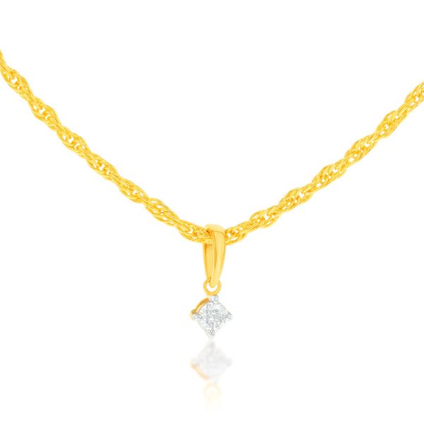 14ct Gold Plated Sterling Silver 1 10 Carat Diamond Pendant on Adjustable 60cm Chain Cheap