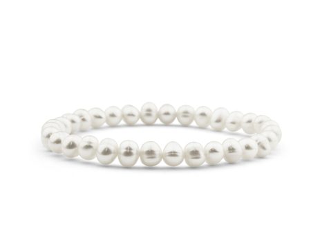 White Freshwater Pearl Stretch Bracelet For Cheap