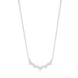 Sterling Silver Rhodium Plated Cubic Zirconia Fancy Curve Bar Necklace 40cm+5cm Online now