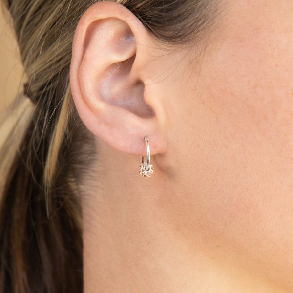 Sterling Silver Peach Crystal Slider on Hoops Fashion