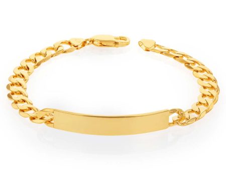 9ct Yellow Gold 190 Guage Curb ID  Bracelet 21cm For Sale