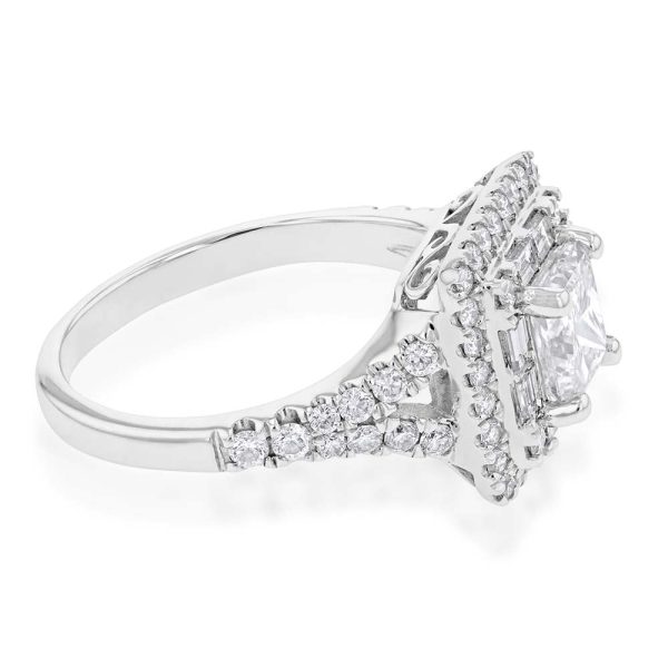 18ct White Gold 1.80 Carat Diamond Ring with 1.00 Carat Certified Princess Centre Sale