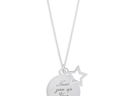 Sterling Silver Star and Round Disc Pendant With 45cm Chain Online now