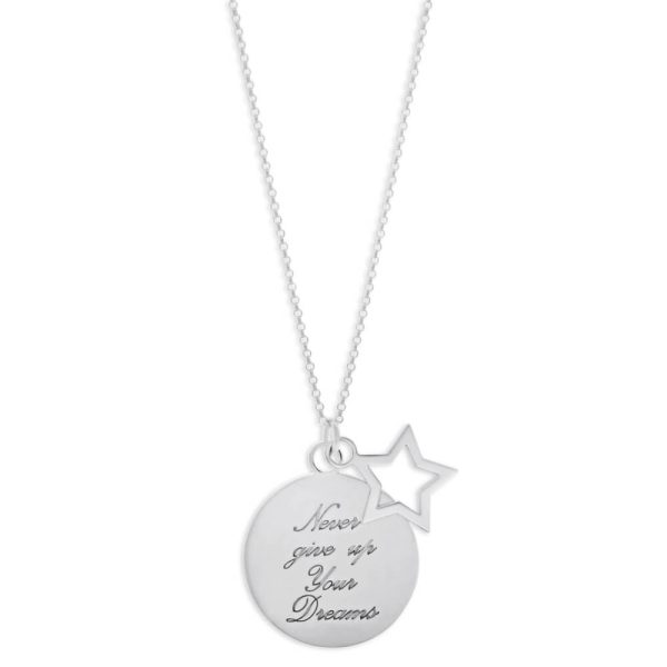 Sterling Silver Star and Round Disc Pendant With 45cm Chain Online now