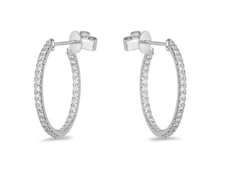 Memoire 18ct White Gold 1 Carat Diamond Odessa Hoop Earrings 24x24mm Online