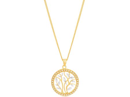 9ct Yellow Gold Two-Tone Leaf Pendant with Milgran and Diamond Cutting feature Supply