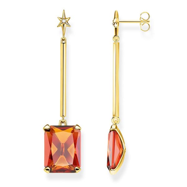 Thomas Sabo  TH2071CHY Sterling Silver and Gold Plated Magic Stones Cognac Drop Earrings Supply