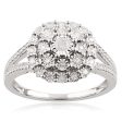 1 5 Carat Diamond Ring with 25 Brilliant Diamonds in Sterling Silver For Cheap