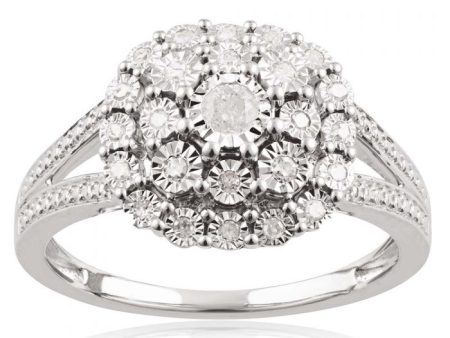 1 5 Carat Diamond Ring with 25 Brilliant Diamonds in Sterling Silver For Cheap