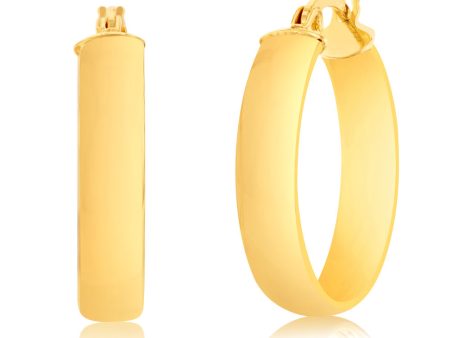 9ct Yellow Gold 15mm Plain Hoop Earrings Cheap