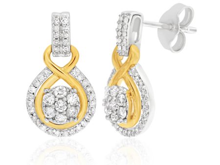 9ct Elegant White Gold Diamond Drop Earrings Online Hot Sale