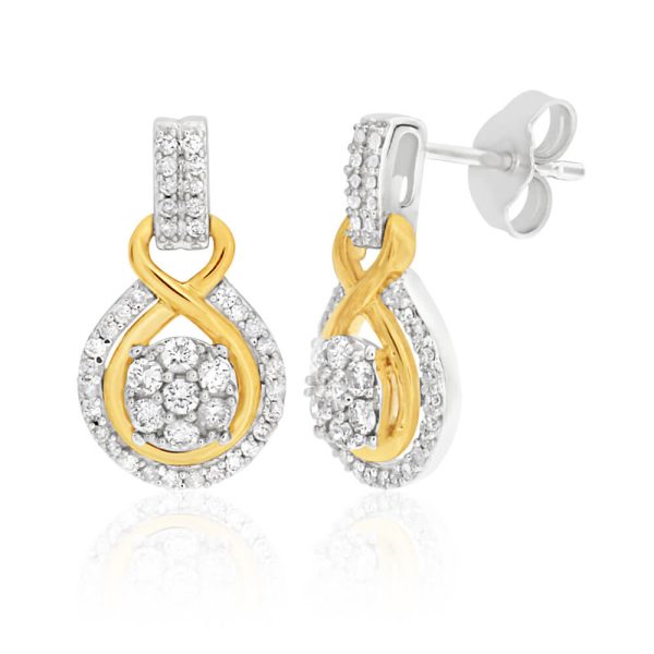 9ct Elegant White Gold Diamond Drop Earrings Online Hot Sale