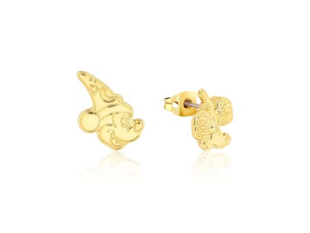 Disney Fantasia Gold Plated Sorcerer s Apprentice Mickey Mix-Match Stud Earrings Cheap