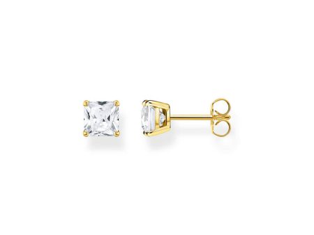 Thomas Sabo Sterling Silver Gold Plated Magic Stones CZ Stud Earrings For Sale