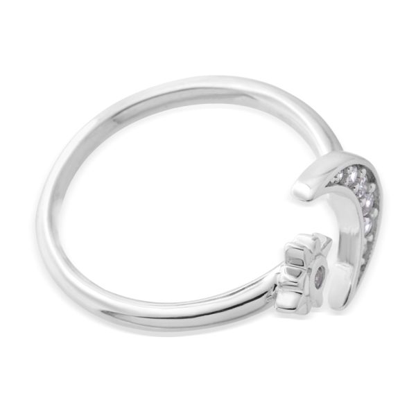 Sterling Silver Toe Ring Crescent Moon and Star For Sale