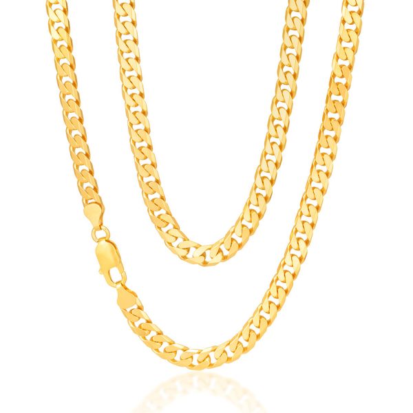 9ct Yellow Heavy Solid Gold Curb Flat Bevelled 55cm Chain 200 Gauge Discount