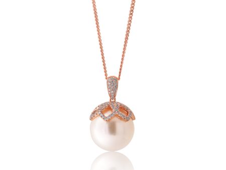 9ct Rose Gold South Sea Pearl & Diamond Pendant Supply