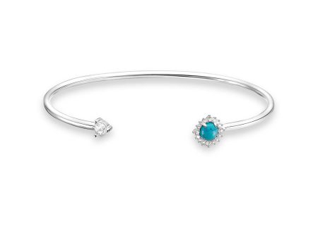 Thomas Sabo Sterling Silver Twist Turquoise Rose Cuff 15.5cm Bracelet Online now