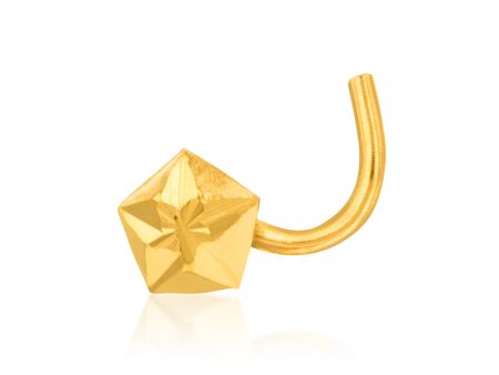 9ct Yellow Gold 4mm Diamond Cut Pentagon Nose Stud For Cheap