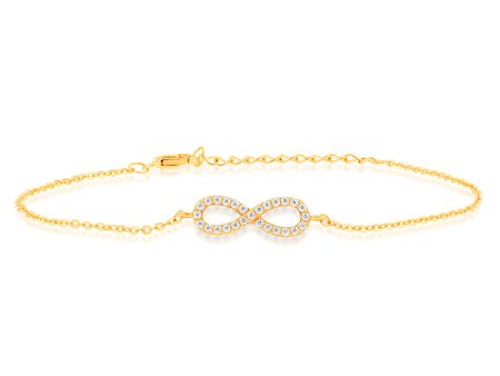 9ct Yellow Gold  Everlasting Love  19cm Zirconia Infinity Bracelet For Discount