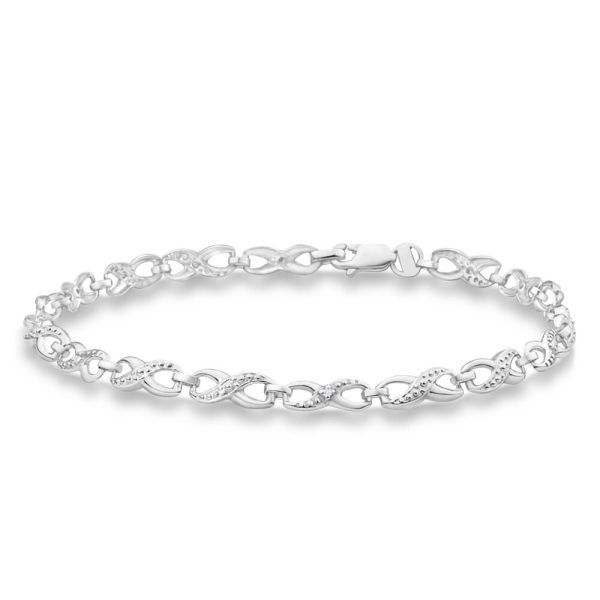 9ct Alluring White Gold Diamond Fancy Bracelet For Cheap