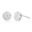 Sterling Silver Rhodium Plated Cubic Zirconia Flower Stud Earrings For Sale