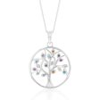 Sterling Silver Rainbow Multicolour Cubic Zirconia Tree Of Life Pendant Online Hot Sale