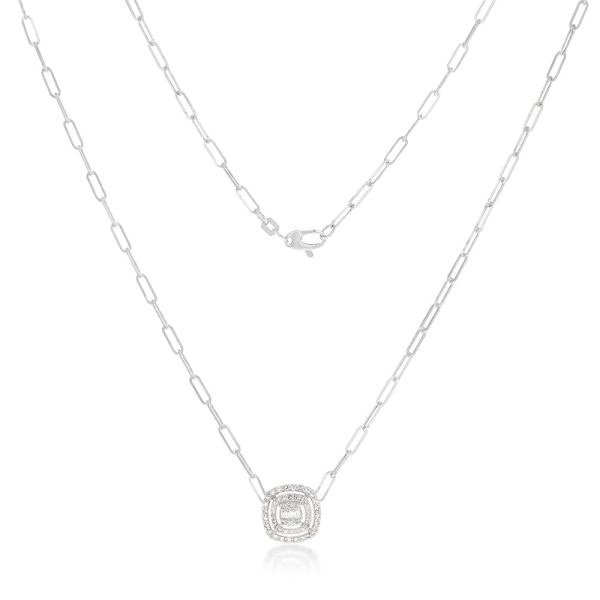 14ct White Gold 1 2 Carat Diamond On 45cm Chain Fashion