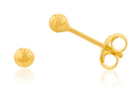 9ct Yellow Gold 3mm Ball Stud Earrings Discount