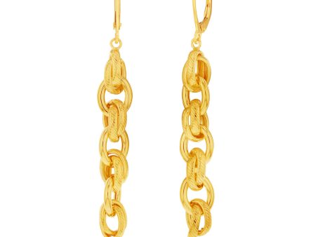 9ct Silverfilled Yellow Gold Link Drop Earrings Fashion