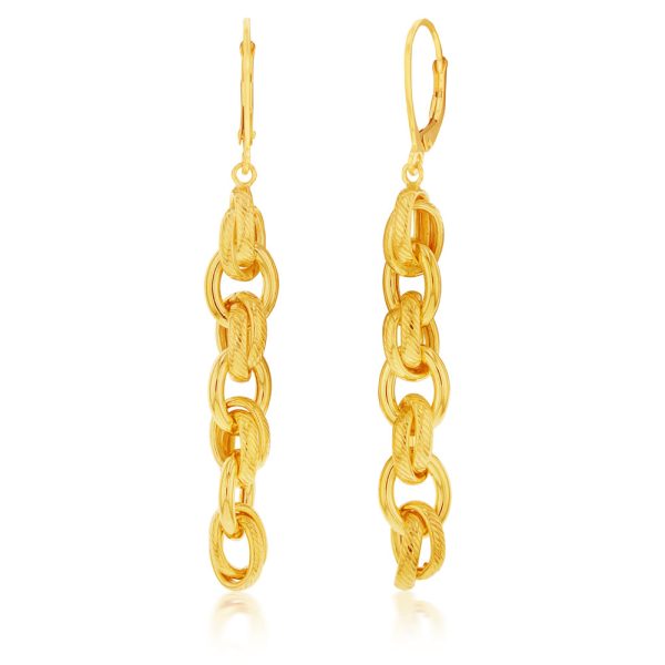 9ct Silverfilled Yellow Gold Link Drop Earrings Fashion