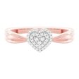 9ct Rose Gold 0.10 Carat Heart Shape Diamond Ring with 39 Brilliant Cut Diamonds Online now