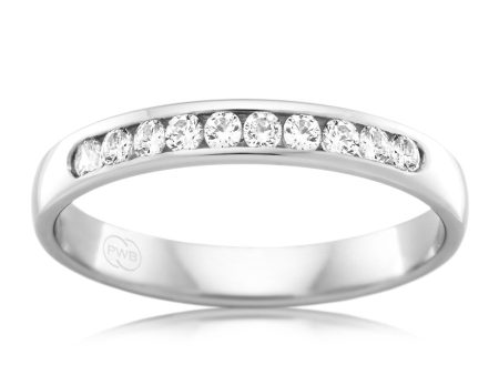 18ct White Gold 1 5 Carat Diamond 3mm Ring With 10 Diamonds. Size N For Discount