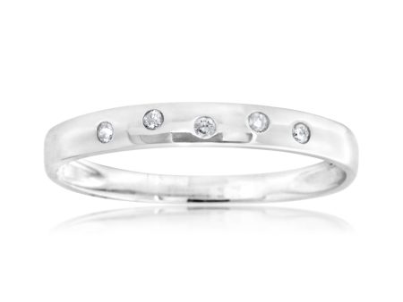 9ct White Gold 0.05 Carat Diamond Ring with 5 Brilliant Diamonds on Sale