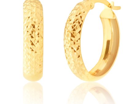 9ct Gold Diamond Cut Hoop Earrings Cheap