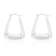 Sterling Silver Rectangular Patterned Hoop Earring For Discount