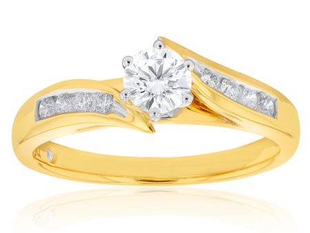 1 2 Carat Flawless Cut Diamonds in Classic Design Ring in 18ct Yellow Gold on Sale