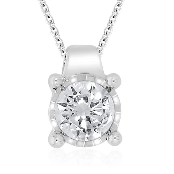 9ct White Gold 1 2 Carat Diamond Pendant on 45cm Chain Online