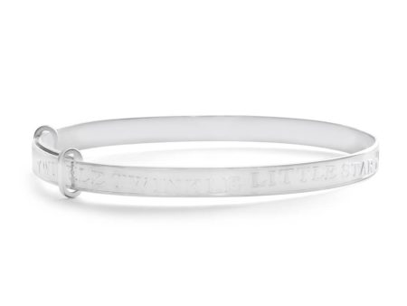 Sterling Silver Twinkle Twinkle Little Star Expandable 45mm Baby Bangle Online now