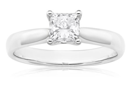 18ct 1.00 Carat Princess Certified Solitaire Diamond Ring For Discount