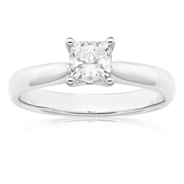 18ct 1.00 Carat Princess Certified Solitaire Diamond Ring For Discount