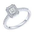 Sterling Silver Zirconia Halo Octagonal Channel Ring Fashion