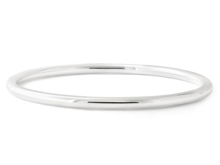 Sterling Silver Solid 4mm x 65mm Round Golf Bangle Online now